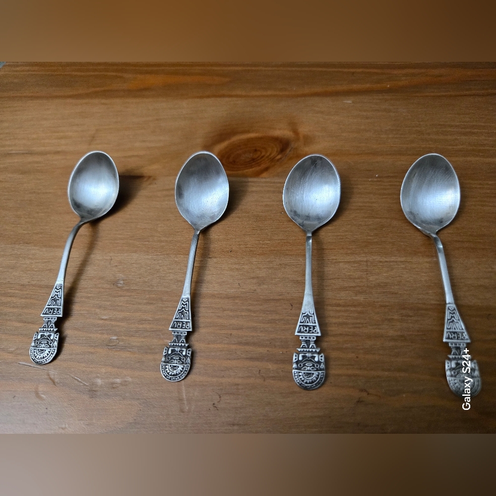 Vintage 4 Silver Sterling 925 Cuillieres Peru